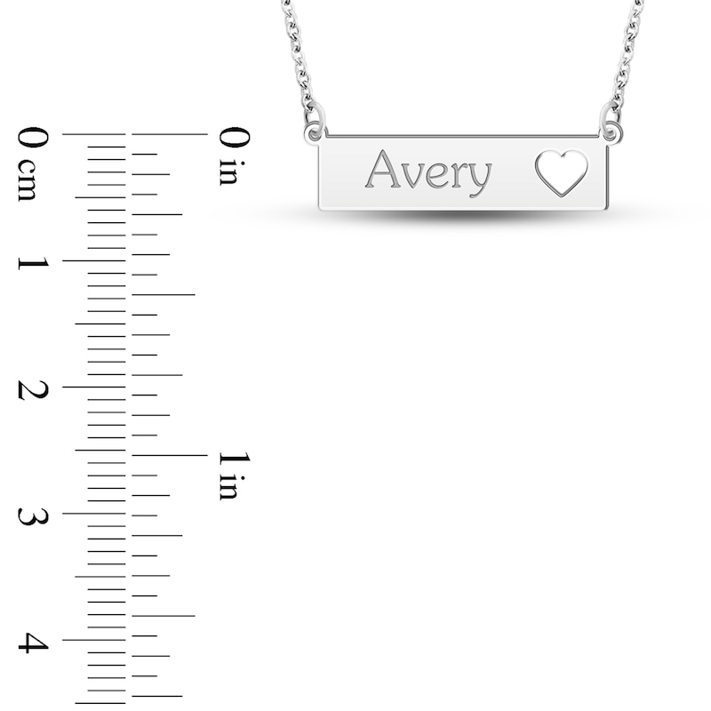 Main Image 4 of Engravable Name Bar Necklace with Heart Cutout 14K White Gold 18"
