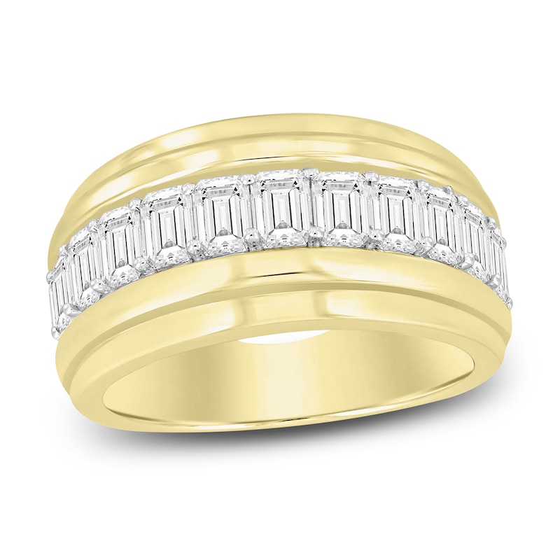 Main Image 1 of Men's Emerald-Cut Lab-Grown Diamond Fashion Ring 3 ct tw 14K Yellow Gold