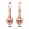 Thumbnail Image 2 of Heart-Shaped Natural Morganite & Diamond Dangle Hoop Earrings 1/10 ct tw 10K Rose Gold