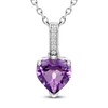 Thumbnail Image 1 of Heart-Shaped Natural Amethyst & Diamond Accent Drop Necklace Sterling Silver 18"