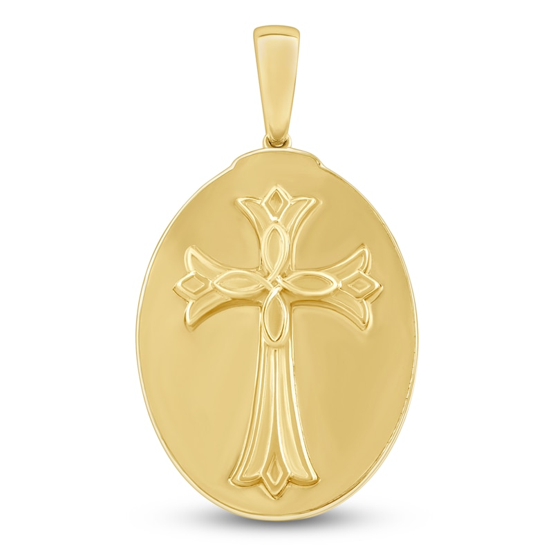 Main Image 2 of Diamond Jesus & Cross Reversible Charm 1/2 ct tw 10K Yellow Gold