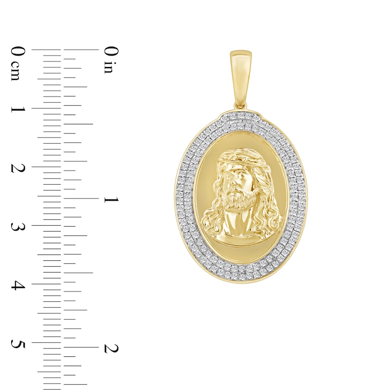 Main Image 4 of Diamond Jesus & Cross Reversible Charm 1/2 ct tw 10K Yellow Gold
