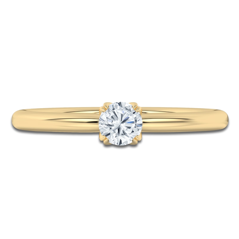Main Image 3 of Certified Round-Cut Diamond Solitaire Engagement Ring 1/4 ct tw 18K Yellow Gold (SI2/G)