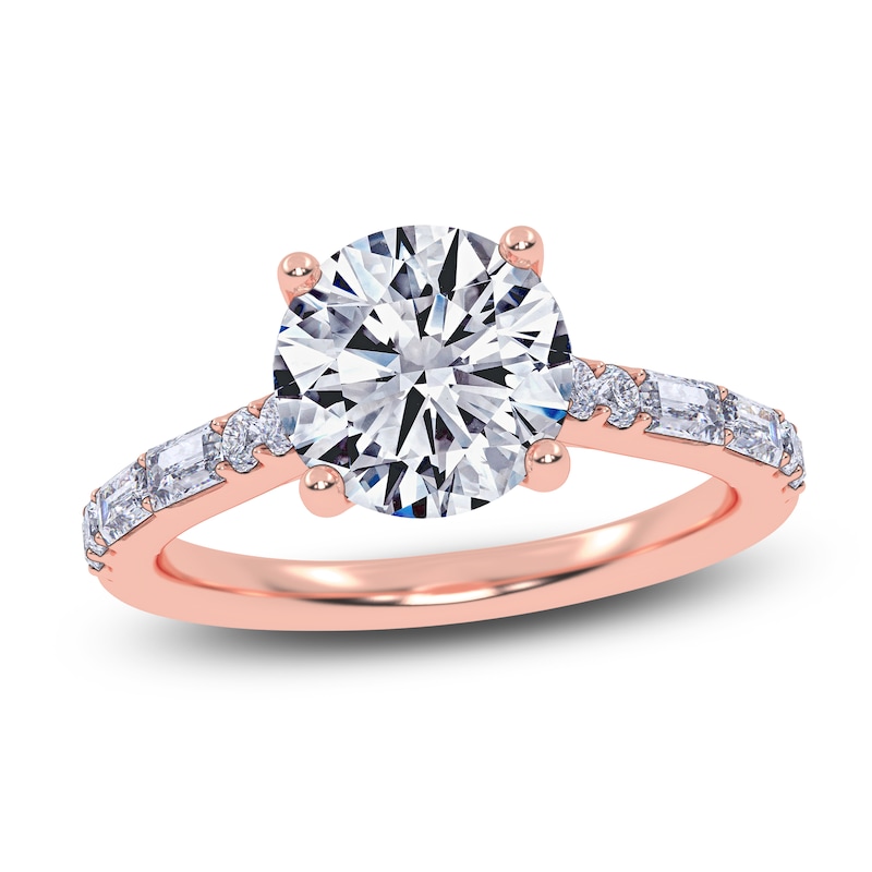 Main Image 1 of Round-Cut Lab-Grown Diamond Engagement Ring 1-7/8 ct tw 14K Rose Gold