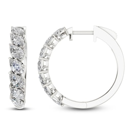 Pear-Shaped Lab-Grown Diamond Tilted Hoop Earrings 2 ct tw 14K White Gold