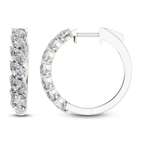 Jared Signature Pear-Shaped Lab-Grown Diamond Tilted Hoop Earrings 2 ct tw 14K White Gold