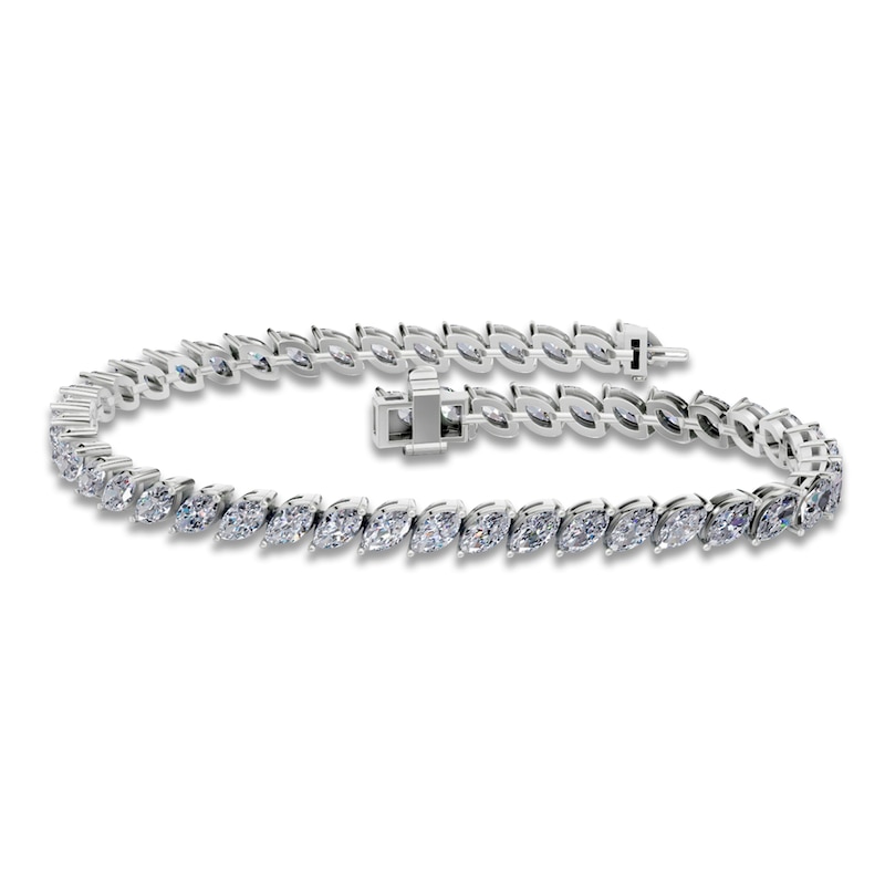 Main Image 1 of Marquise-Cut Lab-Grown Diamond Tennis Bracelet 5 ct tw 14K White Gold 7"