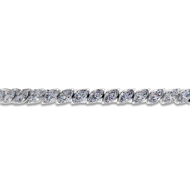 Main Image 2 of Marquise-Cut Lab-Grown Diamond Tennis Bracelet 5 ct tw 14K White Gold 7"