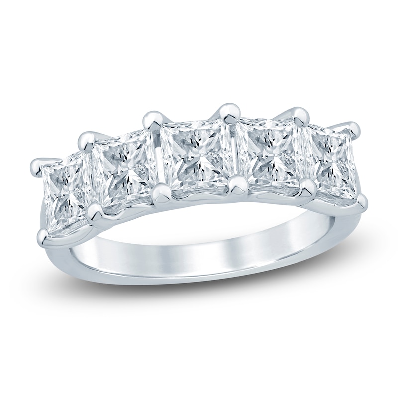 Main Image 1 of Princess-Cut Lab-Grown Diamond Five-Stone Anniversary Ring 3 ct tw 14K White Gold