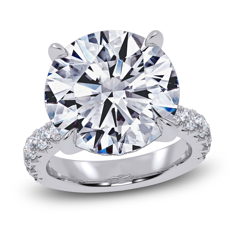 Main Image 1 of Round-Cut Lab-Grown Diamond Hidden Halo Engagement Ring 11 ct tw 14K White Gold