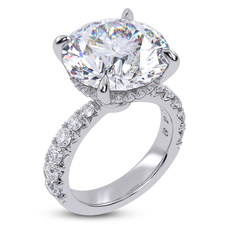 Main Image 2 of Round-Cut Lab-Grown Diamond Hidden Halo Engagement Ring 11 ct tw 14K White Gold