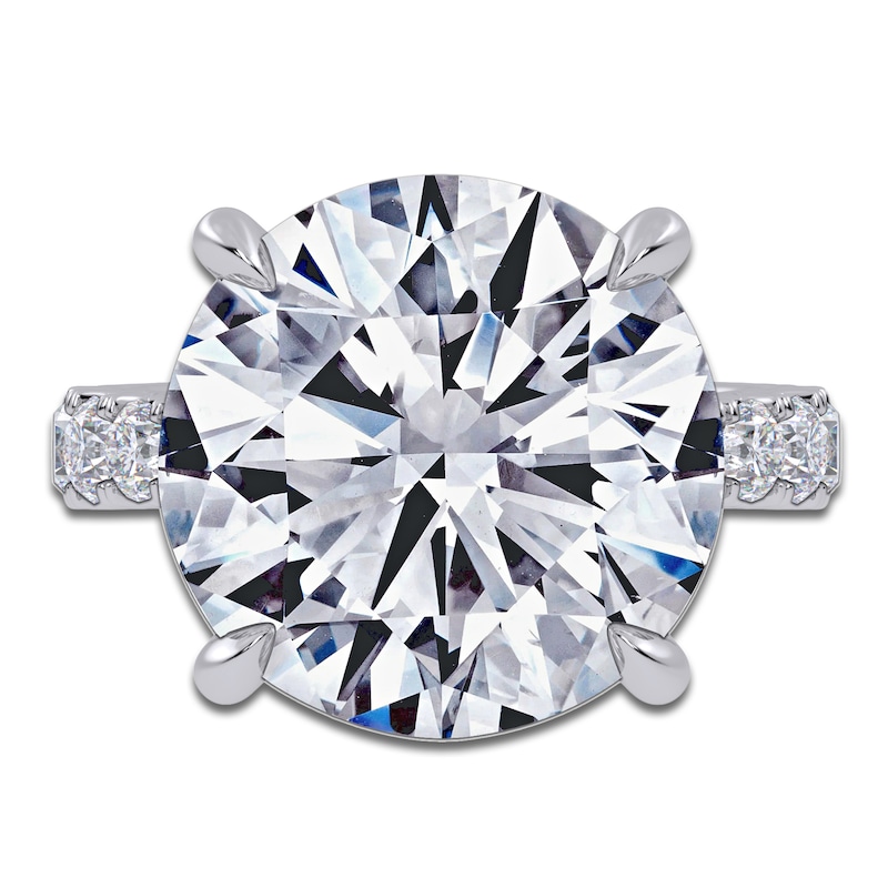 Main Image 3 of Round-Cut Lab-Grown Diamond Hidden Halo Engagement Ring 11 ct tw 14K White Gold