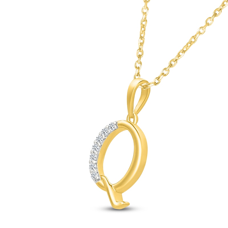 Main Image 2 of Diamond Initial Q Necklace 1/20 ct tw 10K Yellow Gold 18"