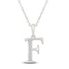 Thumbnail Image 1 of Diamond Initial F Necklace 1/20 ct tw 10K White Gold 18"