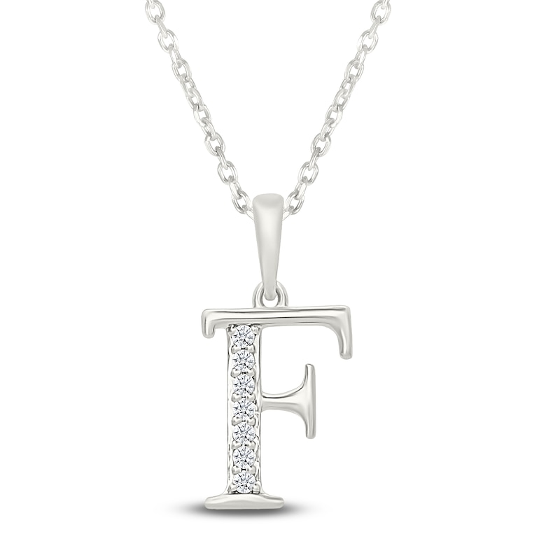Main Image 1 of Diamond Initial F Necklace 1/20 ct tw 10K White Gold 18"