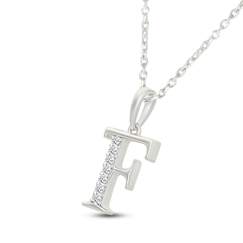 Main Image 2 of Diamond Initial F Necklace 1/20 ct tw 10K White Gold 18"