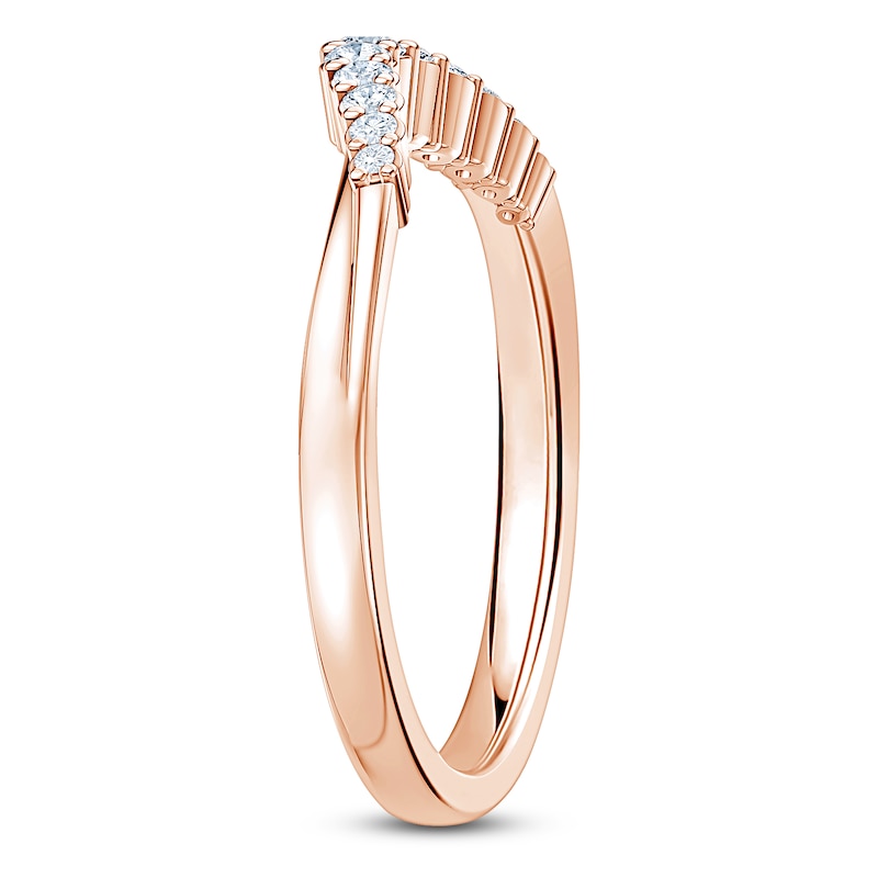 Main Image 2 of Certified Diamond Graduated Contour Anniversary Ring 1/6 ct tw 14K Rose Gold