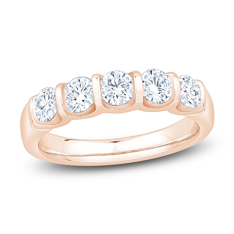 Main Image 1 of Certified Diamond Five-Stone Anniversary Ring 1 ct tw 14K Rose Gold