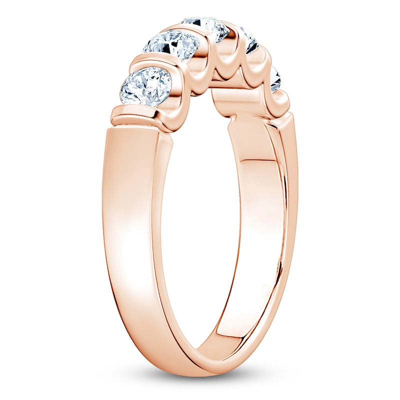Main Image 2 of Certified Diamond Five-Stone Anniversary Ring 1 ct tw 14K Rose Gold