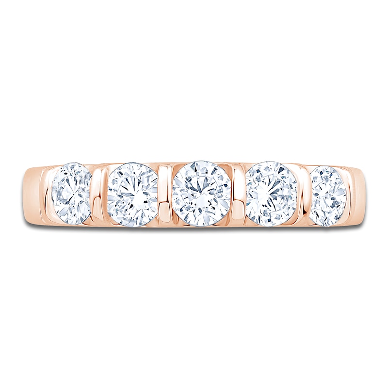 Main Image 3 of Certified Diamond Five-Stone Anniversary Ring 1 ct tw 14K Rose Gold