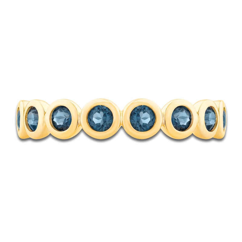 Main Image 3 of Bezel-Set Natural London Blue Topaz 2.5mm Stackable Ring 14K Yellow Gold