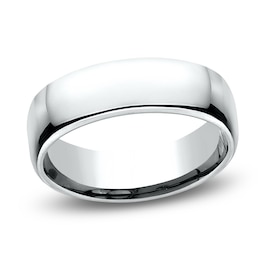 Wedding Band 10K White Gold 6.5mm