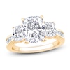 Thumbnail Image 1 of Cushion-Cut Lab-Grown Diamond Three-Stone Engagement Ring 4-1/4 ct tw 14K Yellow Gold