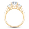 Thumbnail Image 2 of Cushion-Cut Lab-Grown Diamond Three-Stone Engagement Ring 4-1/4 ct tw 14K Yellow Gold