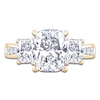 Thumbnail Image 3 of Cushion-Cut Lab-Grown Diamond Three-Stone Engagement Ring 4-1/4 ct tw 14K Yellow Gold