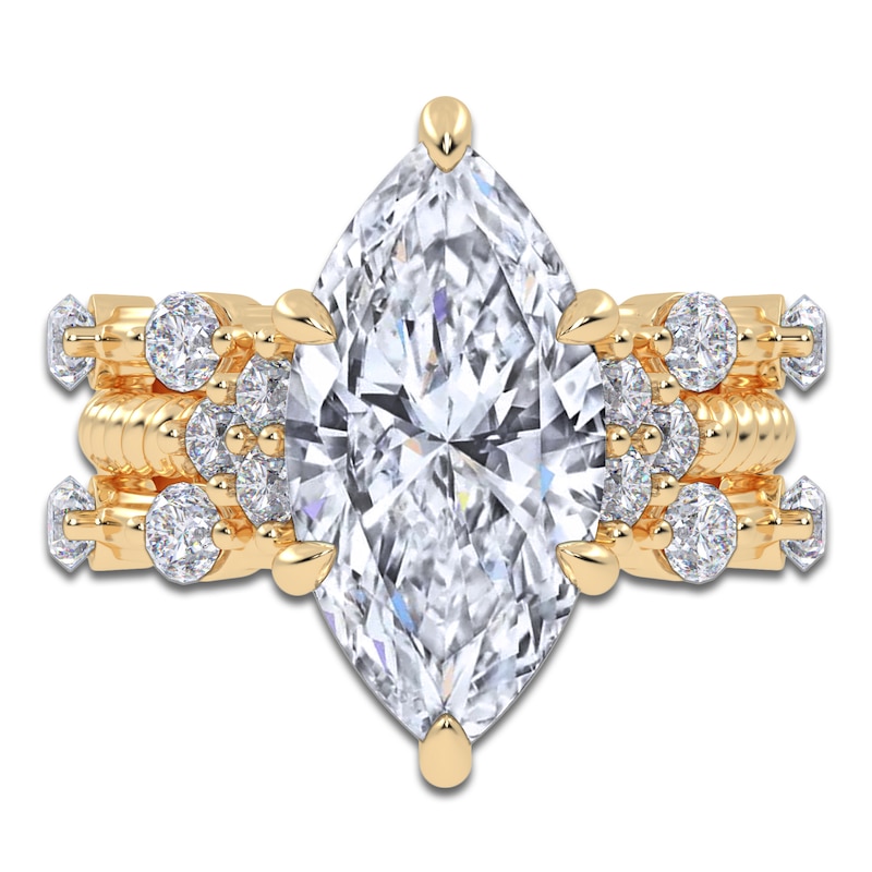 Main Image 3 of Marquise-Cut Lab-Grown Diamond Engagement Ring 5 ct tw 14K Yellow Gold