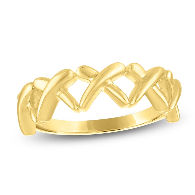 Main Image 1 of Unspoken Crosslink Ring Solid 14K Yellow Gold