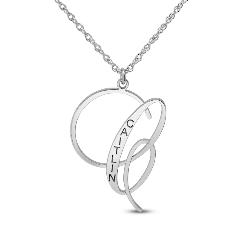 Main Image 1 of Initial & Name Necklace Sterling Silver 18"