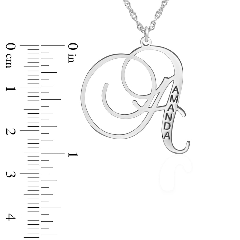 Main Image 4 of Initial & Name Necklace Sterling Silver 18"