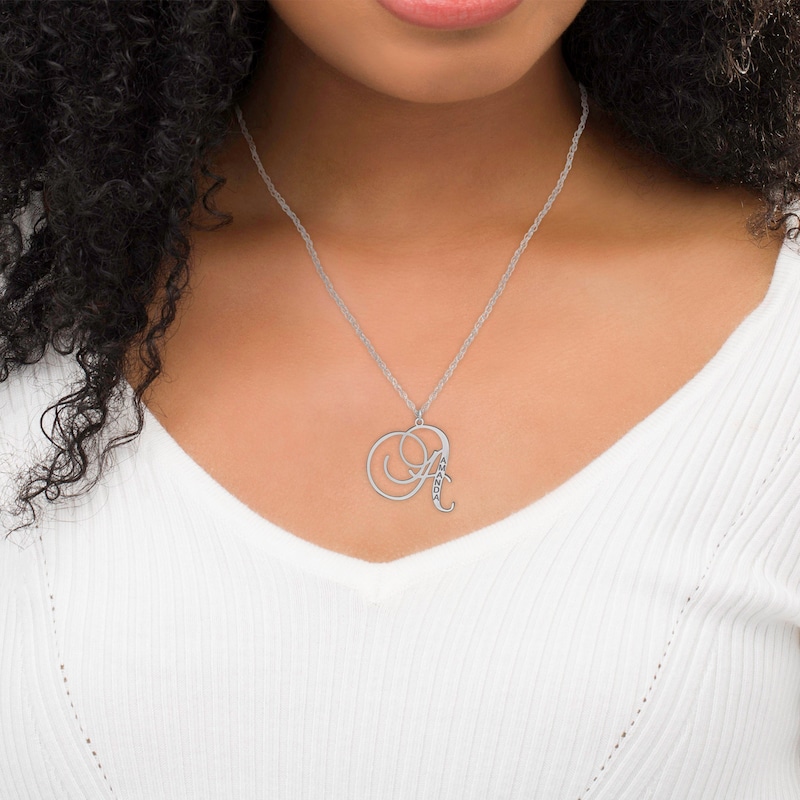 Main Image 5 of Initial & Name Necklace Sterling Silver 18"