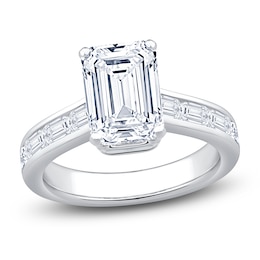 Emerald-Cut Lab-Grown Diamond Hidden Halo Engagement Ring 4-3/8 ct tw 14K White Gold