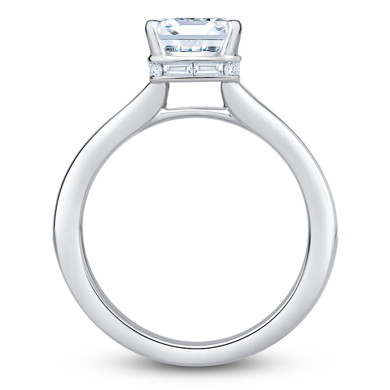 Main Image 2 of Emerald-Cut Lab-Grown Diamond Hidden Halo Engagement Ring 4-3/8 ct tw 14K White Gold