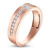 Thumbnail Image 2 of Men's Certified Baguette & Round-Cut Diamond Wedding Band 1/2 ct tw 14K Rose Gold