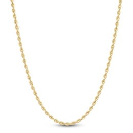 Glitter Rope Chain Necklace 2mm Semi-Solid 10K Yellow Gold 24"