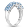 Thumbnail Image 2 of Oval-Cut Natural Blue Topaz Two-Row Ring Sterling Silver