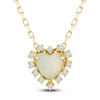 Thumbnail Image 1 of Natural Opal Pendant Necklace 1/15 ct tw Diamonds 10K Yellow Gold 18"