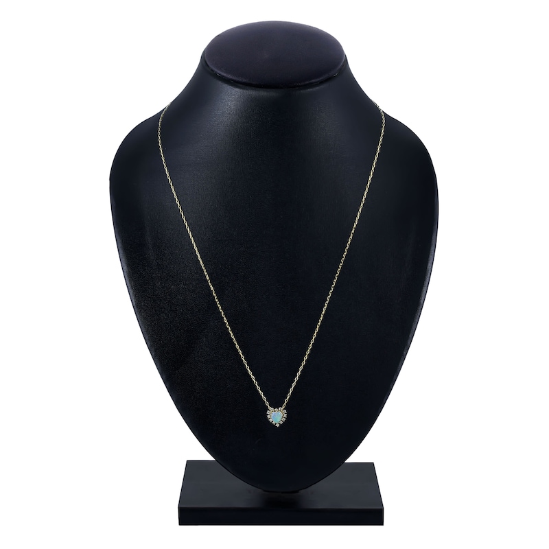 Main Image 3 of Natural Opal Pendant Necklace 1/15 ct tw Diamonds 10K Yellow Gold 18"