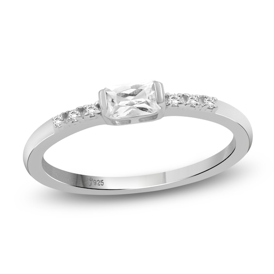 Rectangle-Cut White Lab-Created Sapphire Stackable Ring Sterling Silver