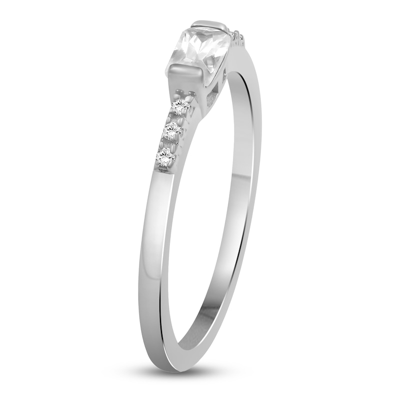 Main Image 2 of Rectangle-Cut White Lab-Created Sapphire Stackable Ring Sterling Silver