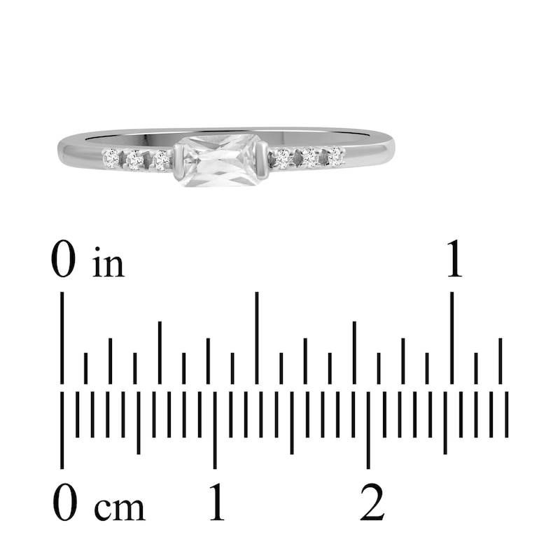 Main Image 3 of Rectangle-Cut White Lab-Created Sapphire Stackable Ring Sterling Silver