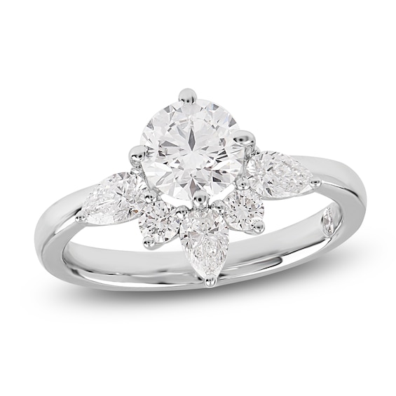 Storied Diamond Desert Sands of Eternity Round-Cut Half Halo Engagement Ring 1-5/8 ct tw 18K White Gold