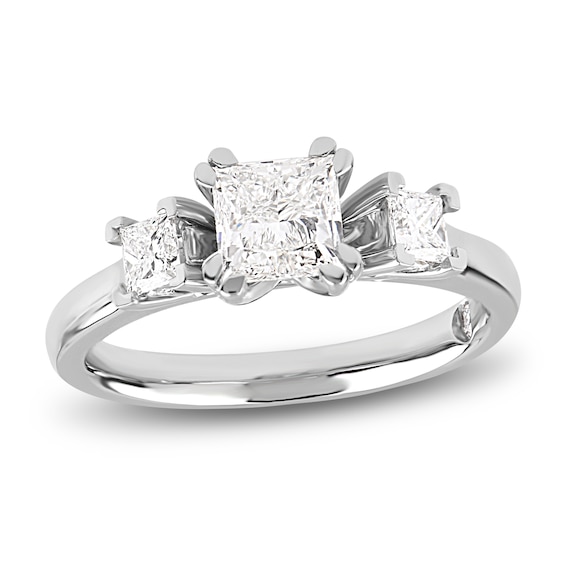 Storied Diamond Desert Sands of Eternity Princess-Cut Three-Stone Engagement Ring 1-3/8 ct tw Platinum