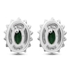 Thumbnail Image 2 of &nbsp;Oval-Cut Natural Emerald & Diamond Starburst Halo Stud Earrings 1/4 ct tw 14K White Gold