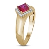 Thumbnail Image 2 of Square-Cut Ruby & Diamond Ring 1/10 ct tw 14K Yellow Gold