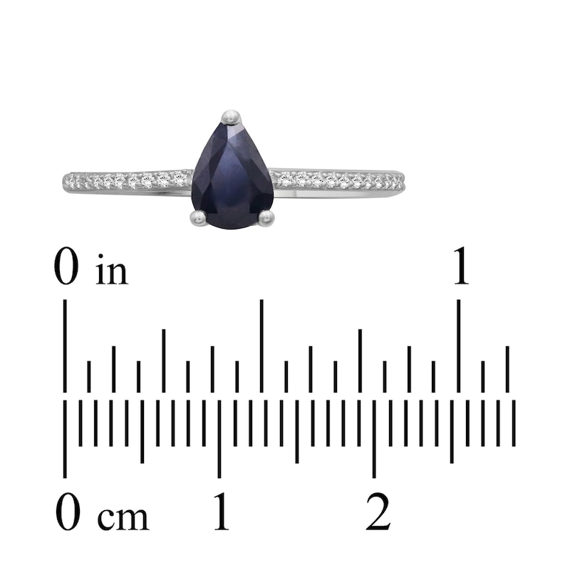 Main Image 3 of Pear-Shaped Blue Sapphire & Diamond Ring 1/10 ct tw 10K White Gold