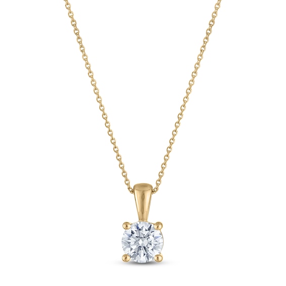 Jared Signature Certified Round-Cut Diamond Solitaire Necklace 1/2 ct tw 14K Yellow Gold 18" (I1/I)